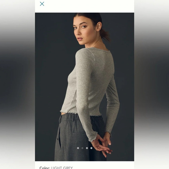 Anthropologie Pilcro Long-Sleeve Pointelle Scoop Tree - XL - Picture 3 of 9